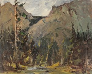 WJ Hopkinson painting for sale showing Seebe, British Columbia