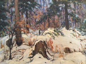 Photo of William John Hopkinson painting of forest in winter